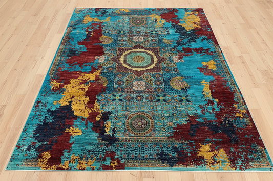 9X12 Mamluk Multicolor Handmade Wool Rug # 14702