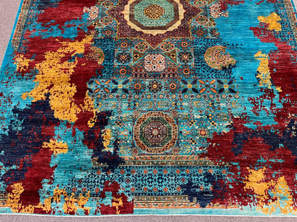 9X12 Mamluk Multicolor Handmade Wool Rug # 14702