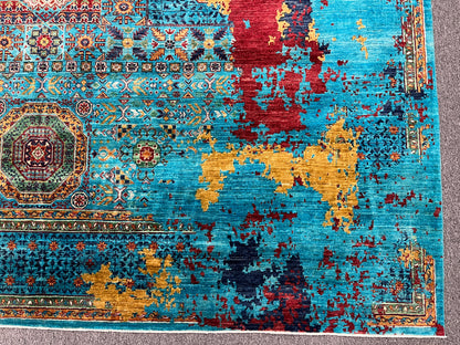 9X12 Mamluk Multicolor Handmade Wool Rug # 14702