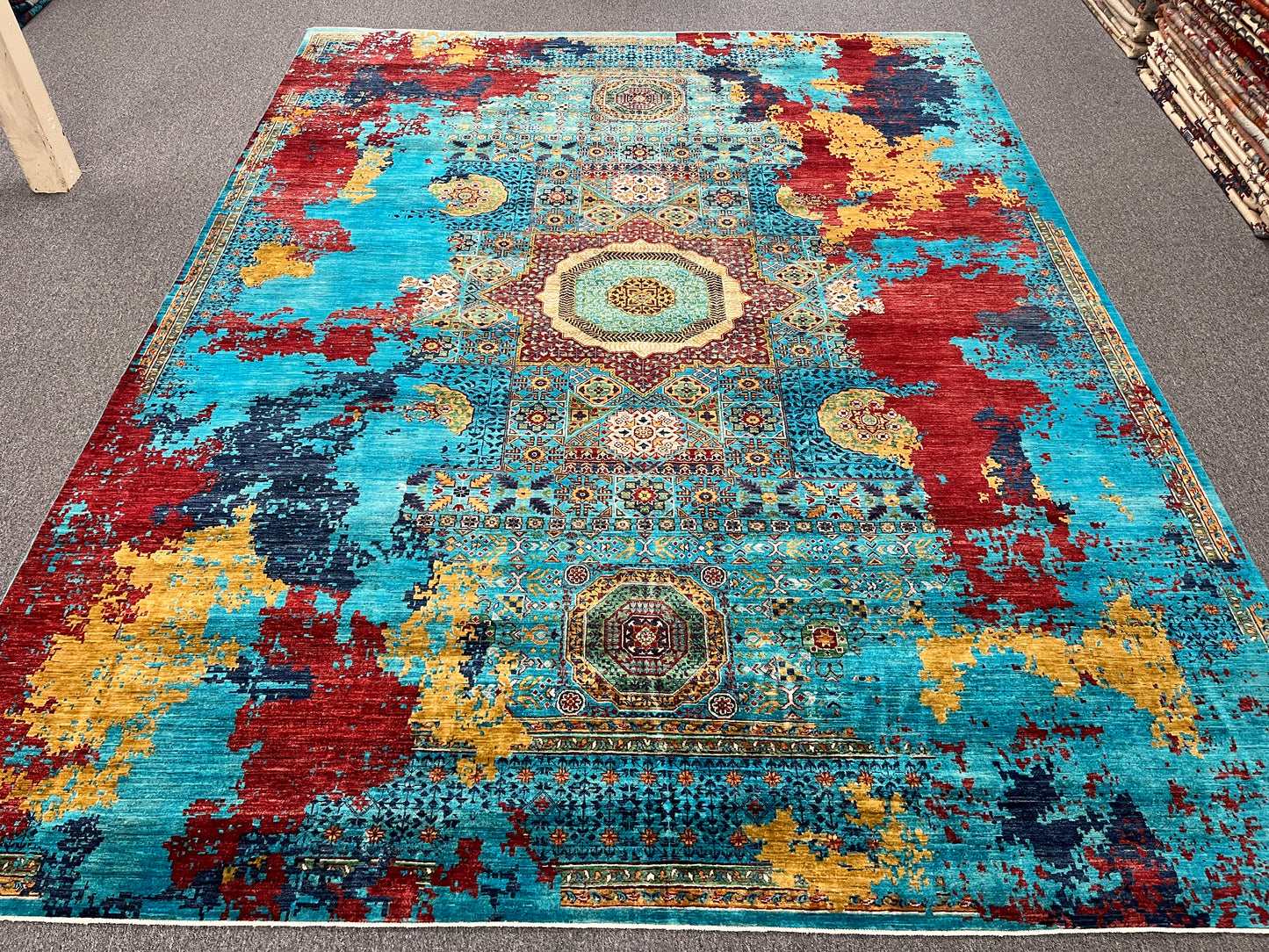 9X12 Mamluk Multicolor Handmade Wool Rug # 14702