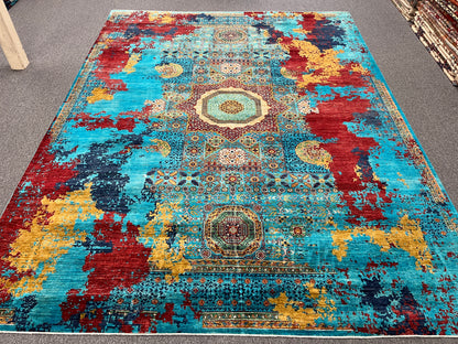 9X12 Mamluk Multicolor Handmade Wool Rug # 14702