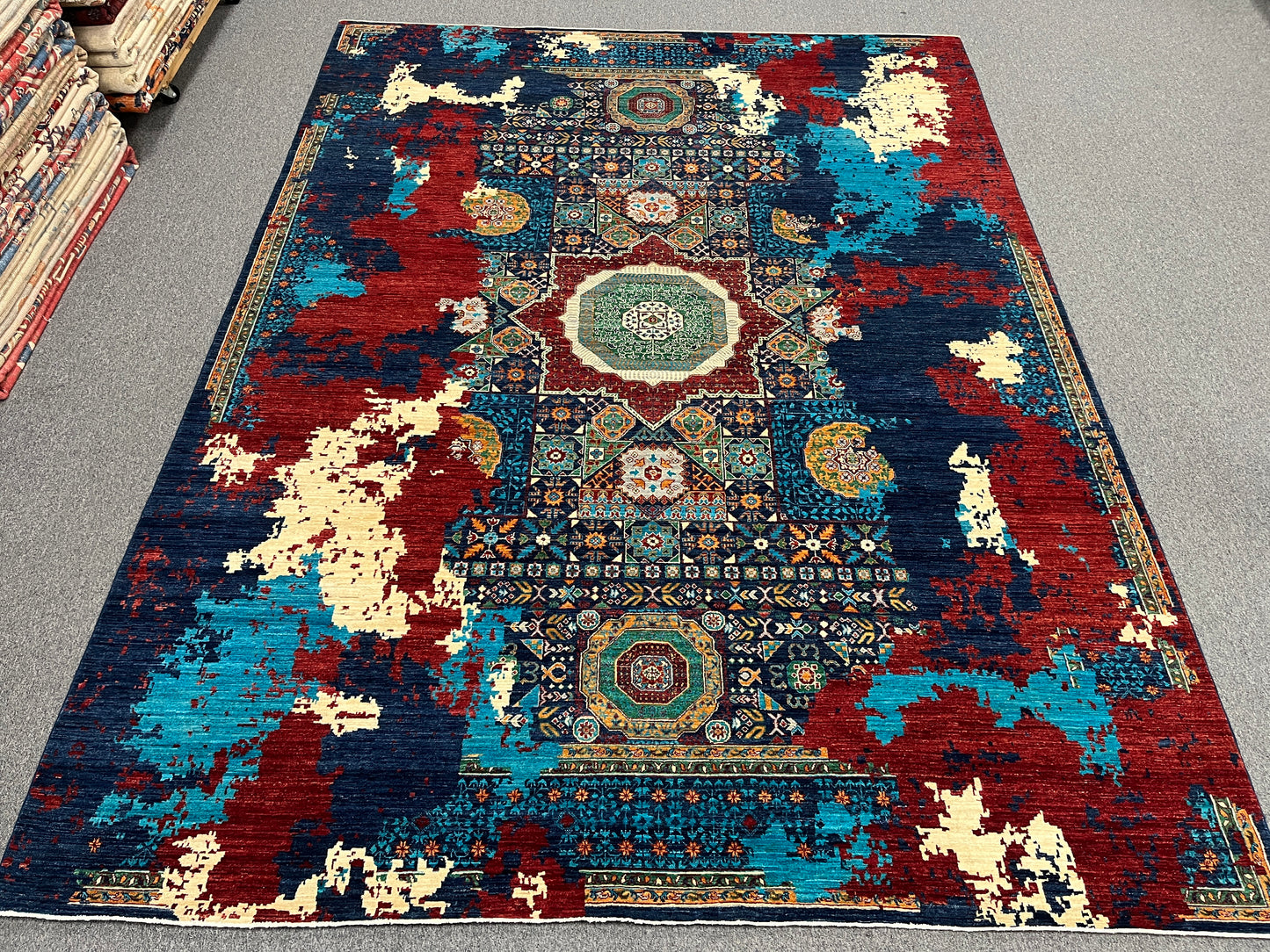 9X12 Mamluk Multicolor Handmade Wool Rug # 14705