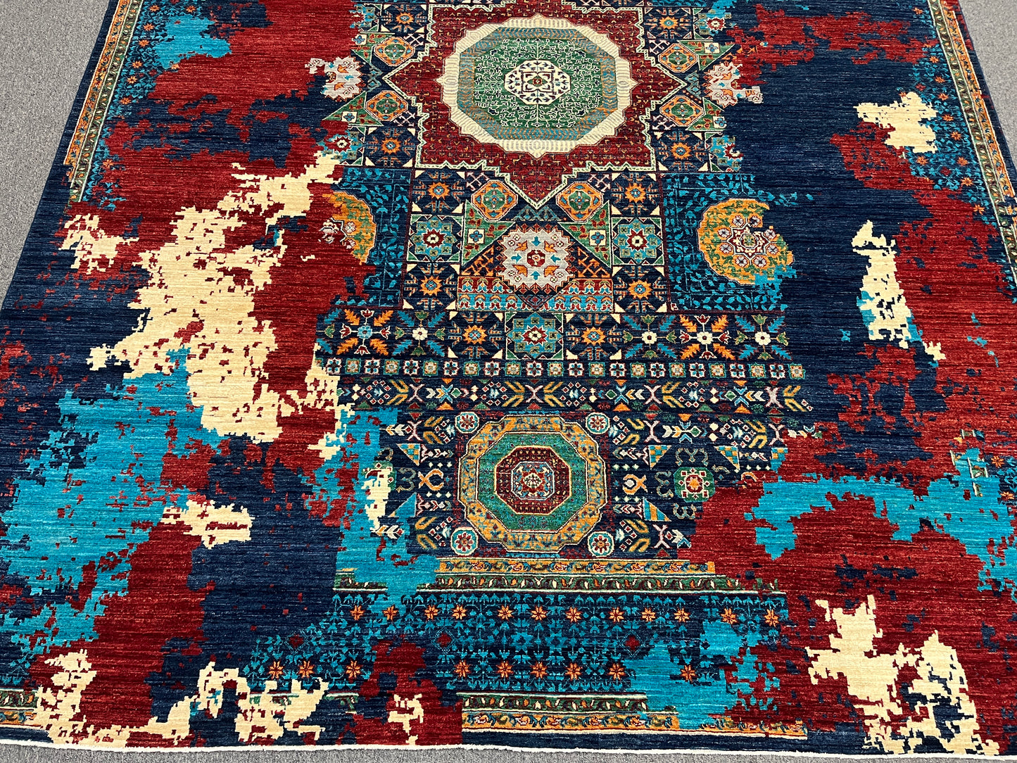 9X12 Mamluk Multicolor Handmade Wool Rug # 14705