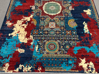 9X12 Mamluk Multicolor Handmade Wool Rug # 14705