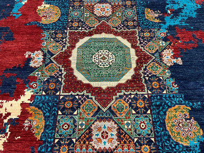 9X12 Mamluk Multicolor Handmade Wool Rug # 14705