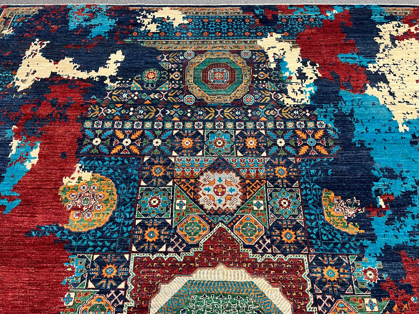 9X12 Mamluk Multicolor Handmade Wool Rug # 14705