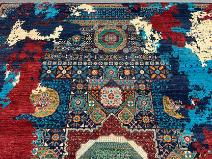 9X12 Mamluk Multicolor Handmade Wool Rug # 14705