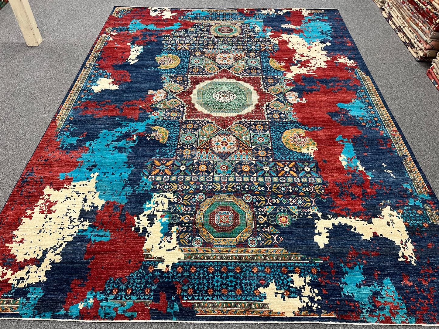 9X12 Mamluk Multicolor Handmade Wool Rug # 14705