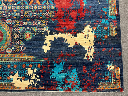 9X12 Mamluk Multicolor Handmade Wool Rug # 14705