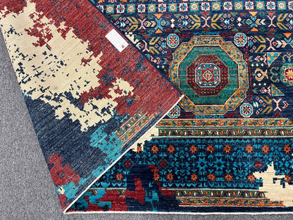 9X12 Mamluk Multicolor Handmade Wool Rug # 14705