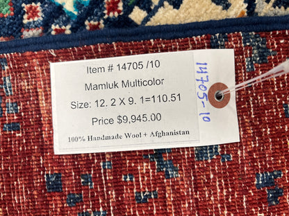 9X12 Mamluk Multicolor Handmade Wool Rug # 14705