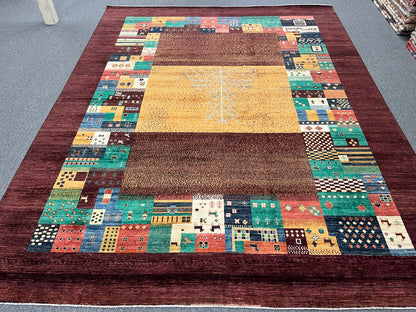 9X12 Tribal Gabbeh Handmade Wool Tribal Rug # 14736