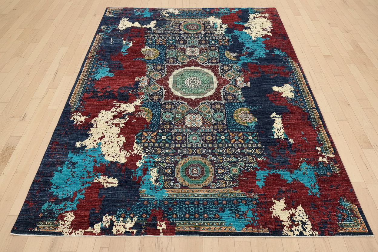 9X12 Mamluk Multicolor Handmade Wool Rug # 14704