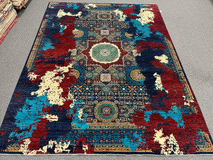 9X12 Mamluk Multicolor Handmade Wool Rug # 14704