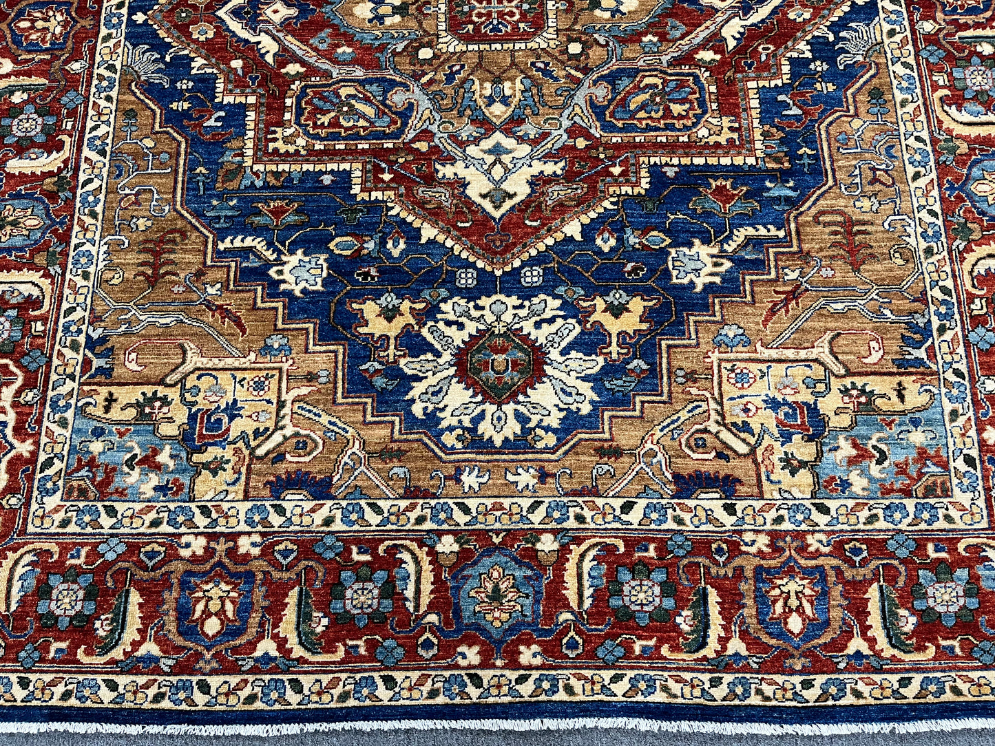 8X10 Blue Heriz Afghan Handmade Wool Medallion Rug # 14281