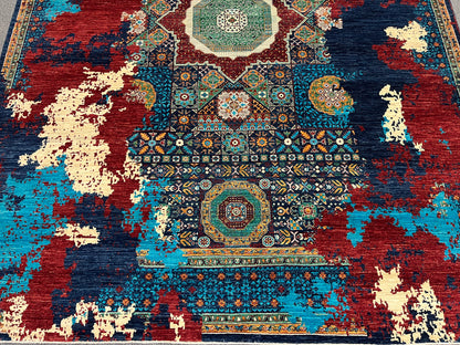 9X12 Mamluk Multicolor Handmade Wool Rug # 14704