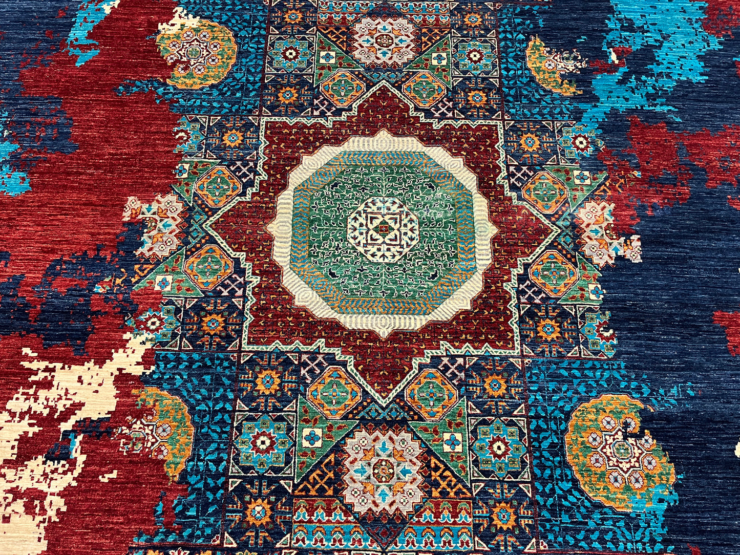 9X12 Mamluk Multicolor Handmade Wool Rug # 14704