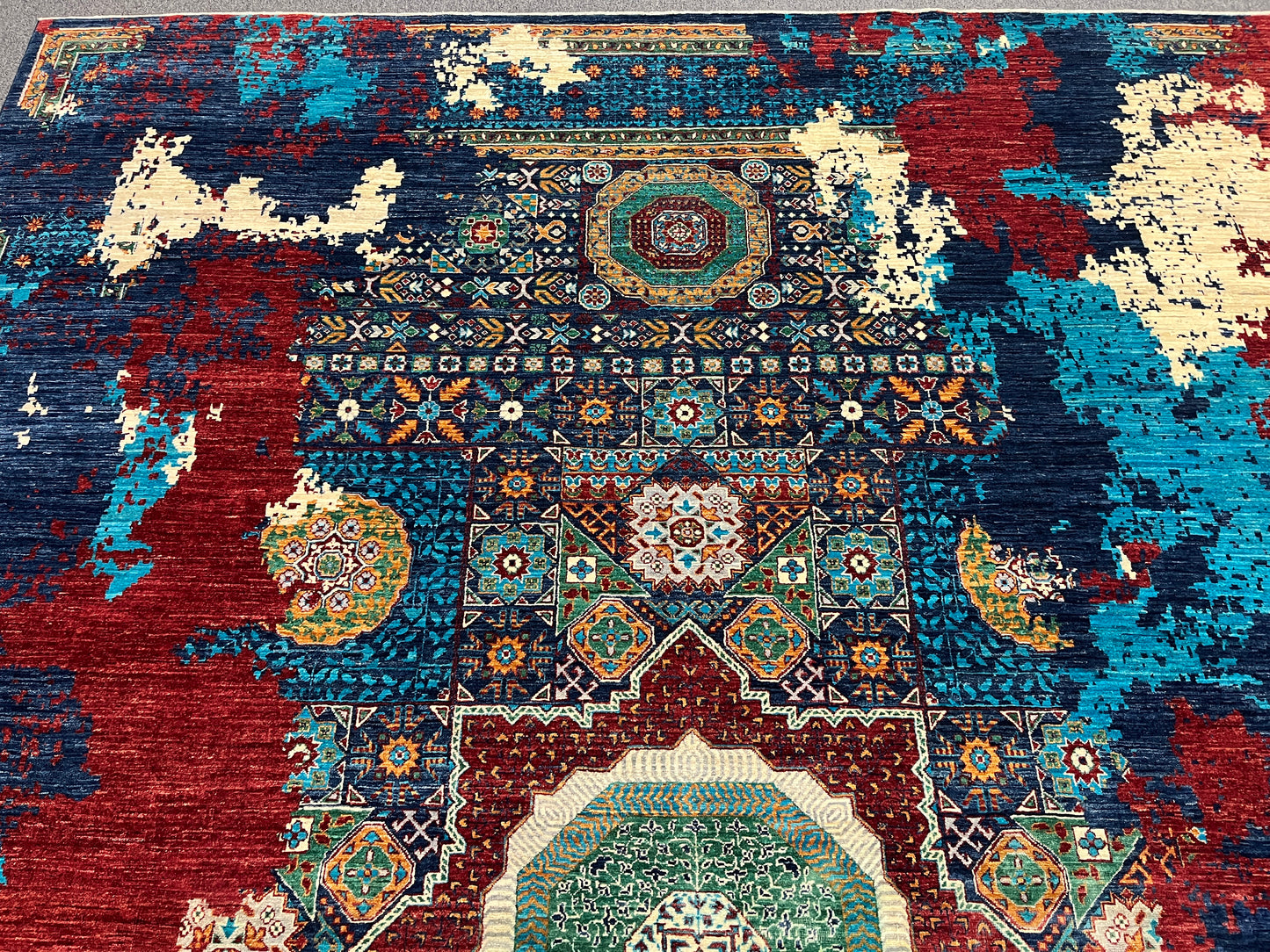 9X12 Mamluk Multicolor Handmade Wool Rug # 14704