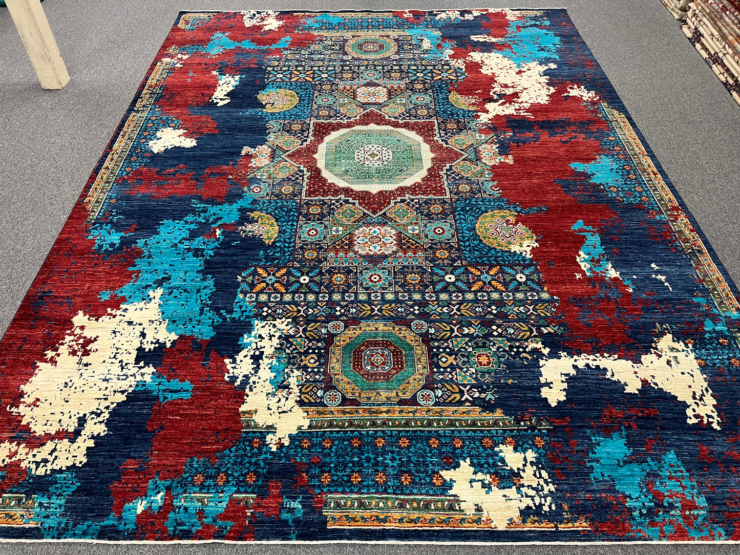 9X12 Mamluk Multicolor Handmade Wool Rug # 14704