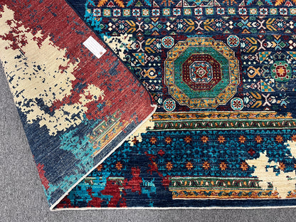 9X12 Mamluk Multicolor Handmade Wool Rug # 14704