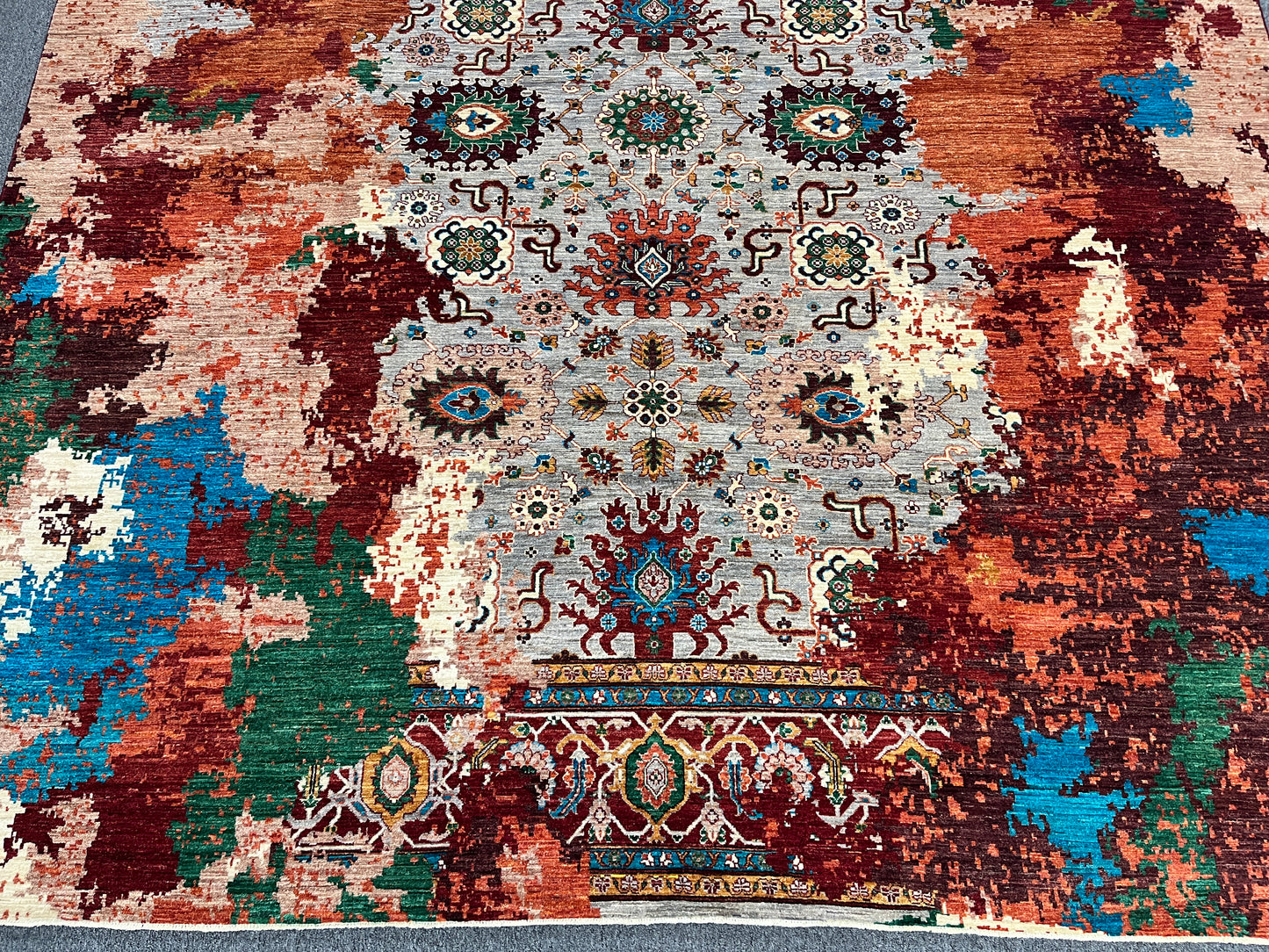 9X12 Mamluk Multicolor Abstract Handmade Wool Rug # 14722