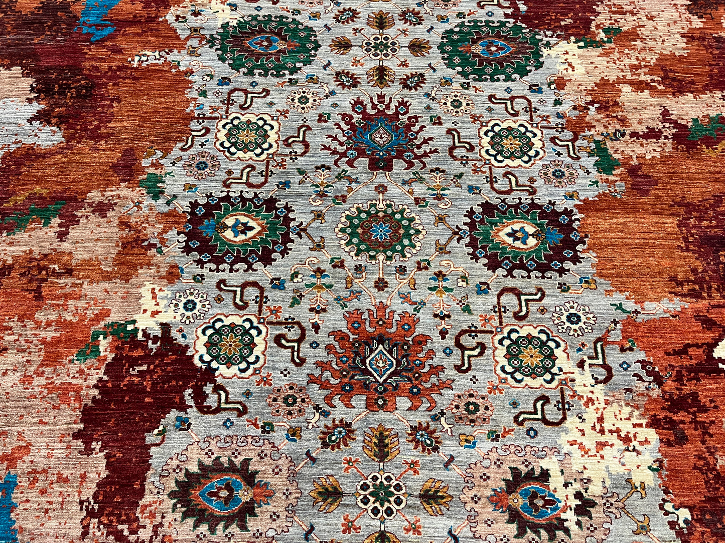 9X12 Mamluk Multicolor Abstract Handmade Wool Rug # 14722