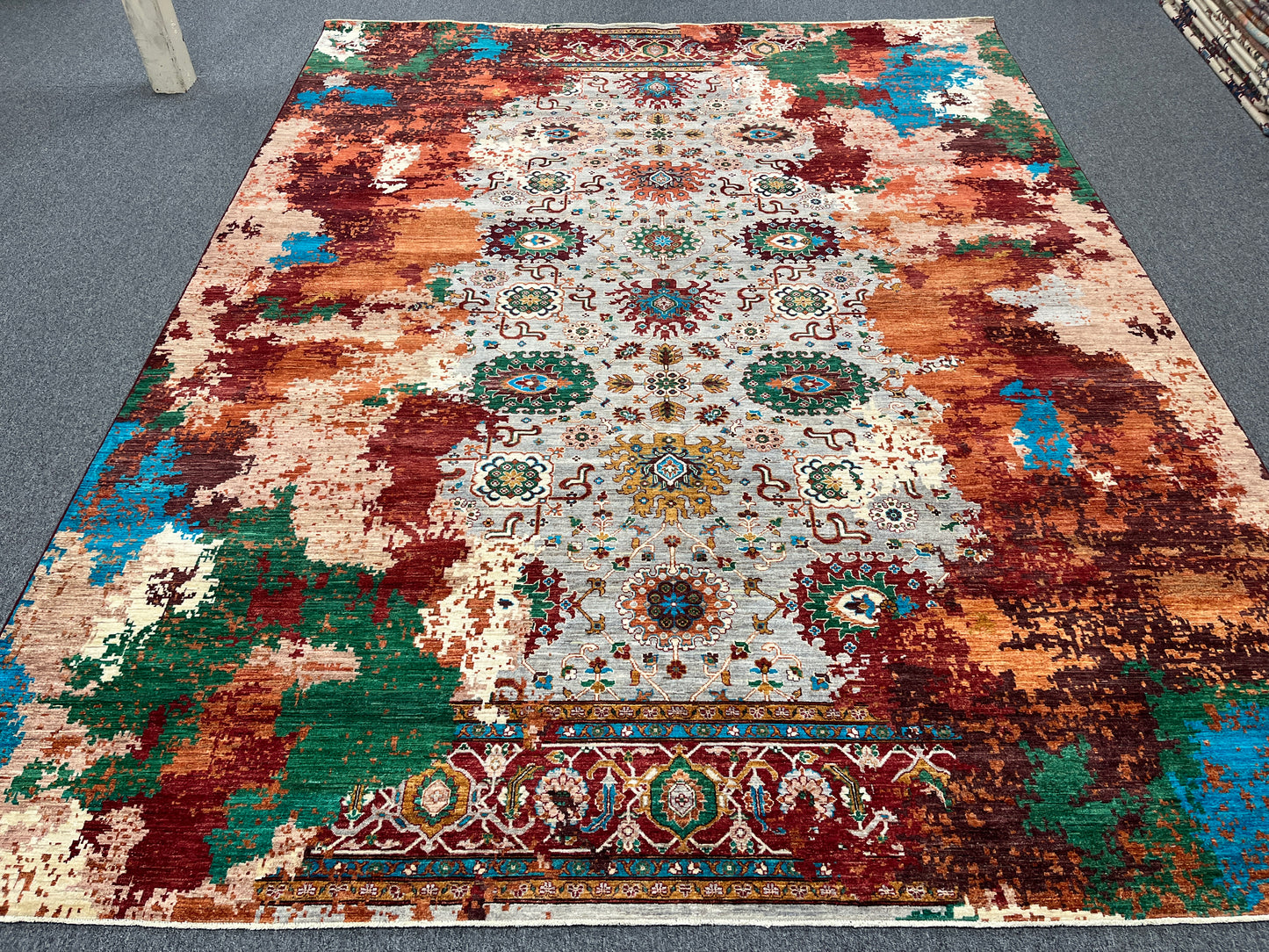 9X12 Mamluk Multicolor Abstract Handmade Wool Rug # 14722