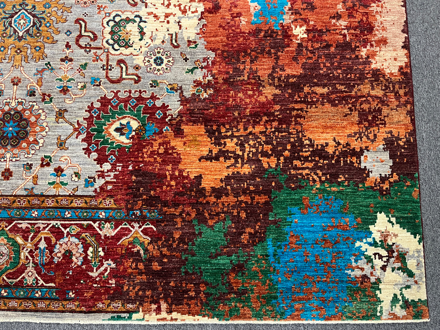 9X12 Mamluk Multicolor Abstract Handmade Wool Rug # 14722