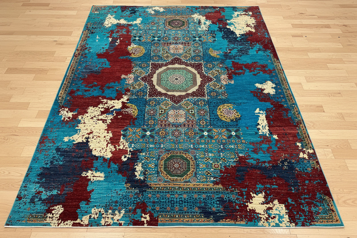 9X12 Mamluk Multicolor Handmade Wool Rug # 14703