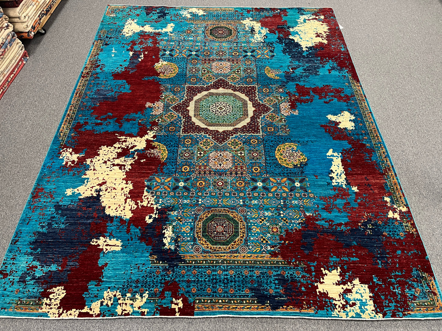 9X12 Mamluk Multicolor Handmade Wool Rug # 14703