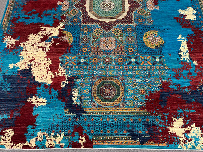9X12 Mamluk Multicolor Handmade Wool Rug # 14703