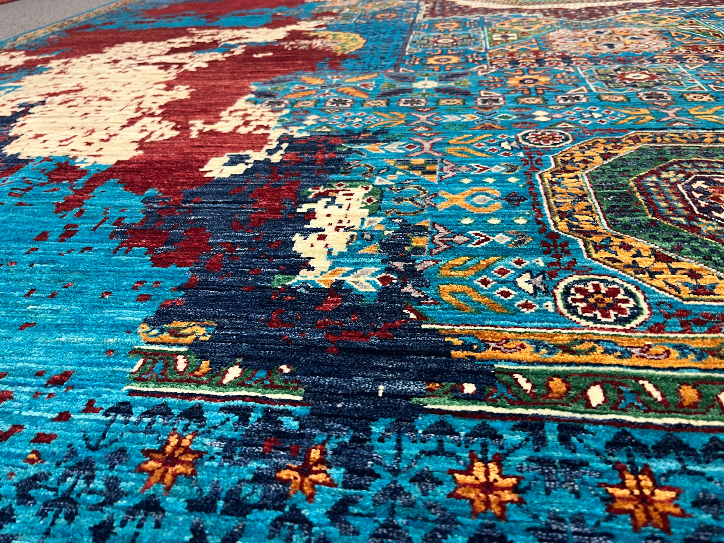 9X12 Mamluk Multicolor Handmade Wool Rug # 14703