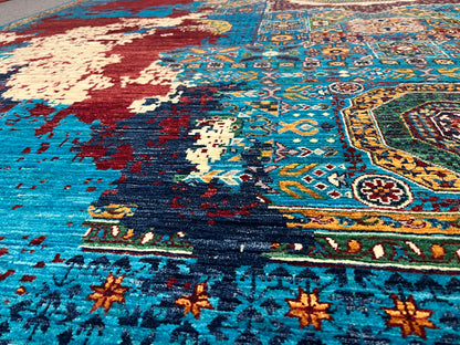 9X12 Mamluk Multicolor Handmade Wool Rug # 14703