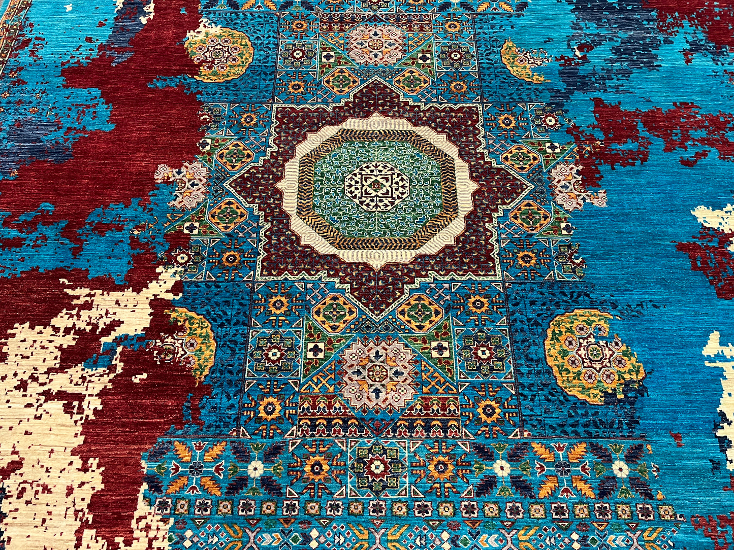 9X12 Mamluk Multicolor Handmade Wool Rug # 14703