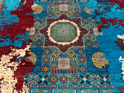 9X12 Mamluk Multicolor Handmade Wool Rug # 14703