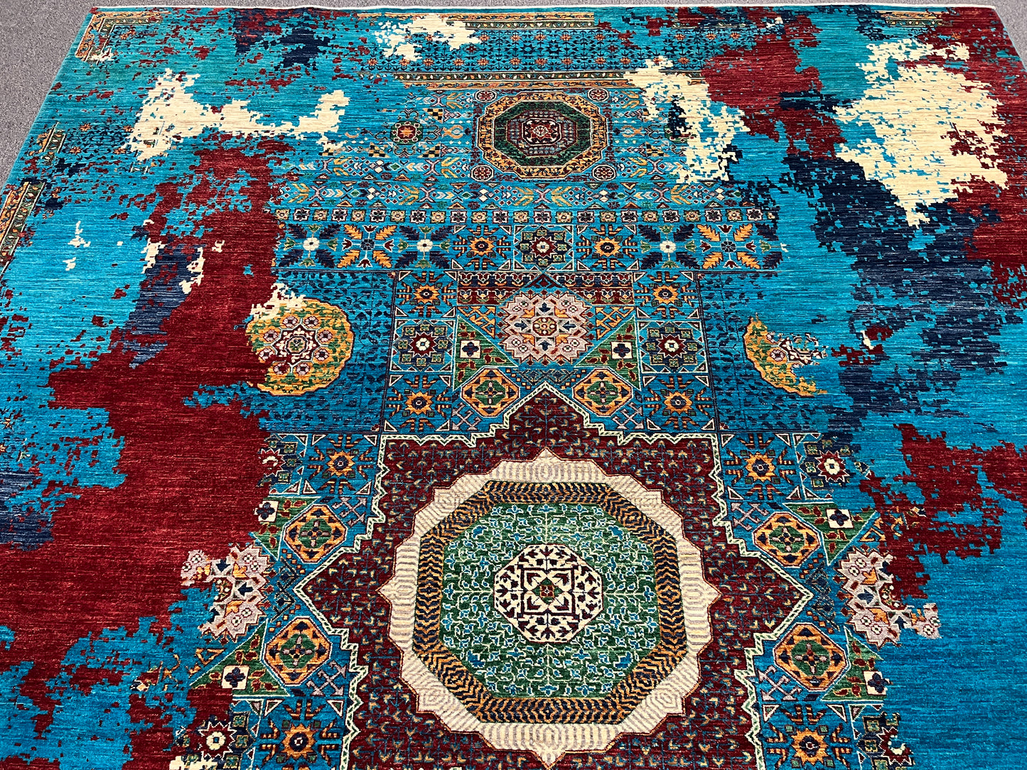 9X12 Mamluk Multicolor Handmade Wool Rug # 14703
