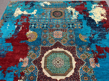 9X12 Mamluk Multicolor Handmade Wool Rug # 14703