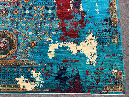 9X12 Mamluk Multicolor Handmade Wool Rug # 14703
