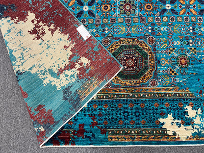9X12 Mamluk Multicolor Handmade Wool Rug # 14703