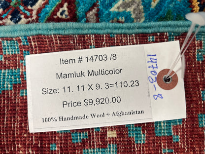 9X12 Mamluk Multicolor Handmade Wool Rug # 14703
