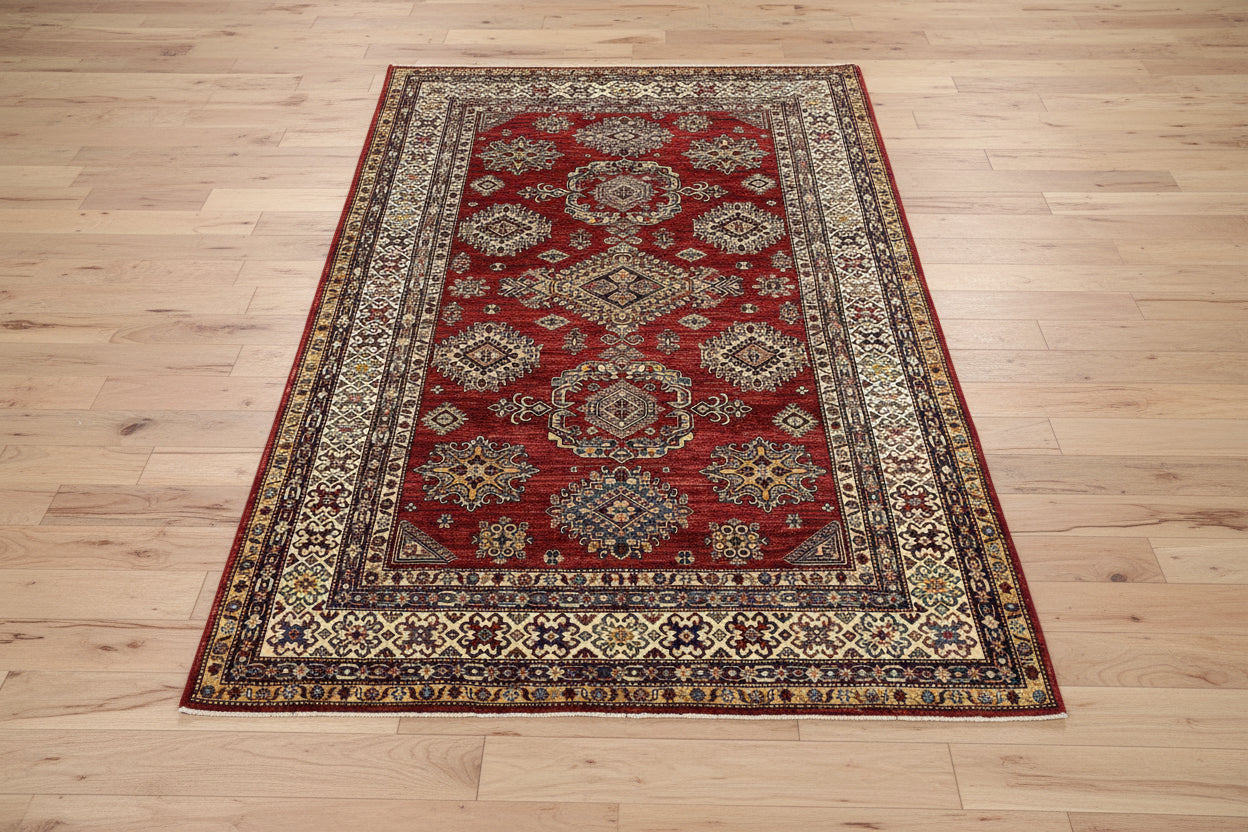Red Super Kazak 6X9 Handmade Wool Rug # 14730