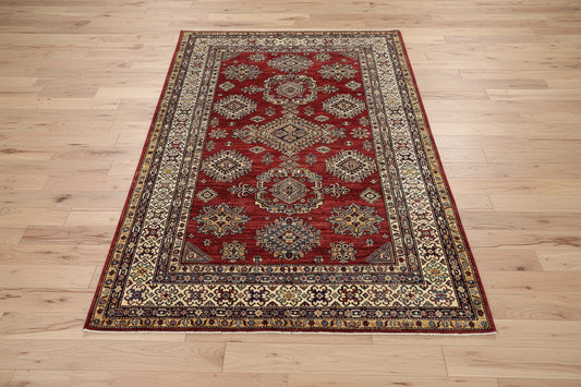Red Super Kazak 6X9 Handmade Wool Rug # 14730