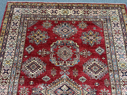 Red Super Kazak 6X9 Handmade Wool Rug # 14730