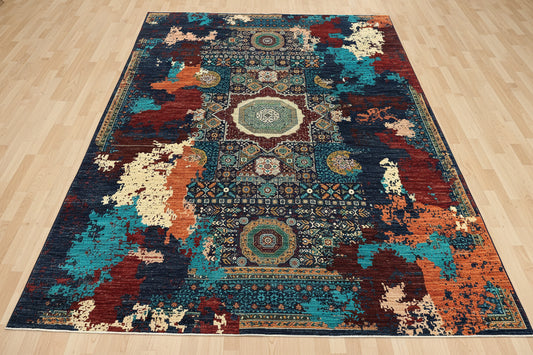 9X12 Mamluk Multicolor Handmade Wool Rug # 14700