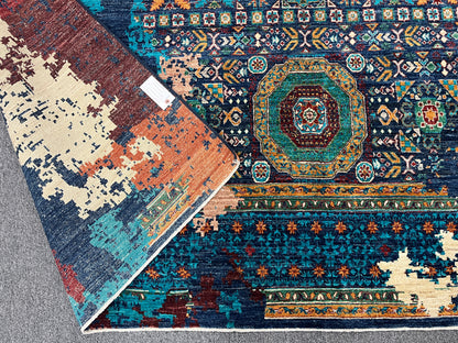 9X12 Mamluk Multicolor Handmade Wool Rug # 14700