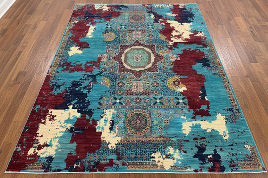 9X12 Mamluk Modern Abstract Handmade Wool Rug # 14731