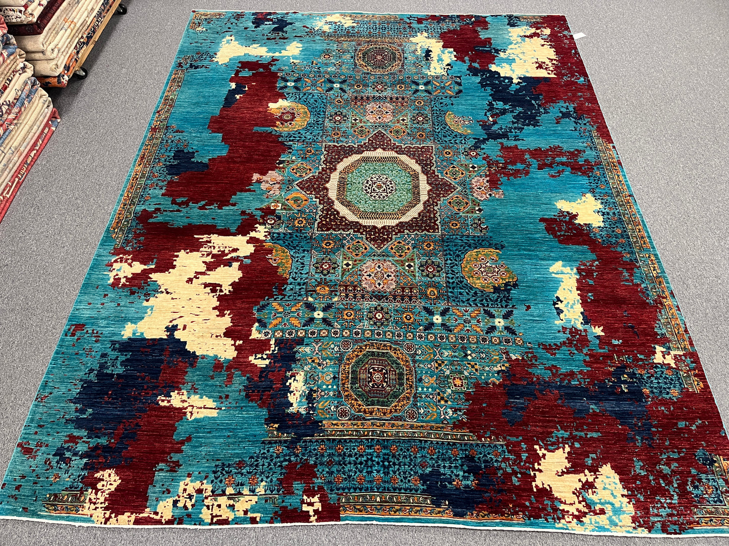 9X12 Mamluk Modern Abstract Handmade Wool Rug # 14731
