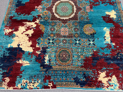 9X12 Mamluk Modern Abstract Handmade Wool Rug # 14731