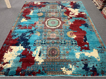 9X12 Mamluk Modern Abstract Handmade Wool Rug # 14731