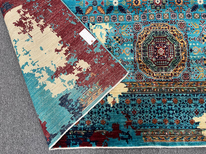 9X12 Mamluk Modern Abstract Handmade Wool Rug # 14731